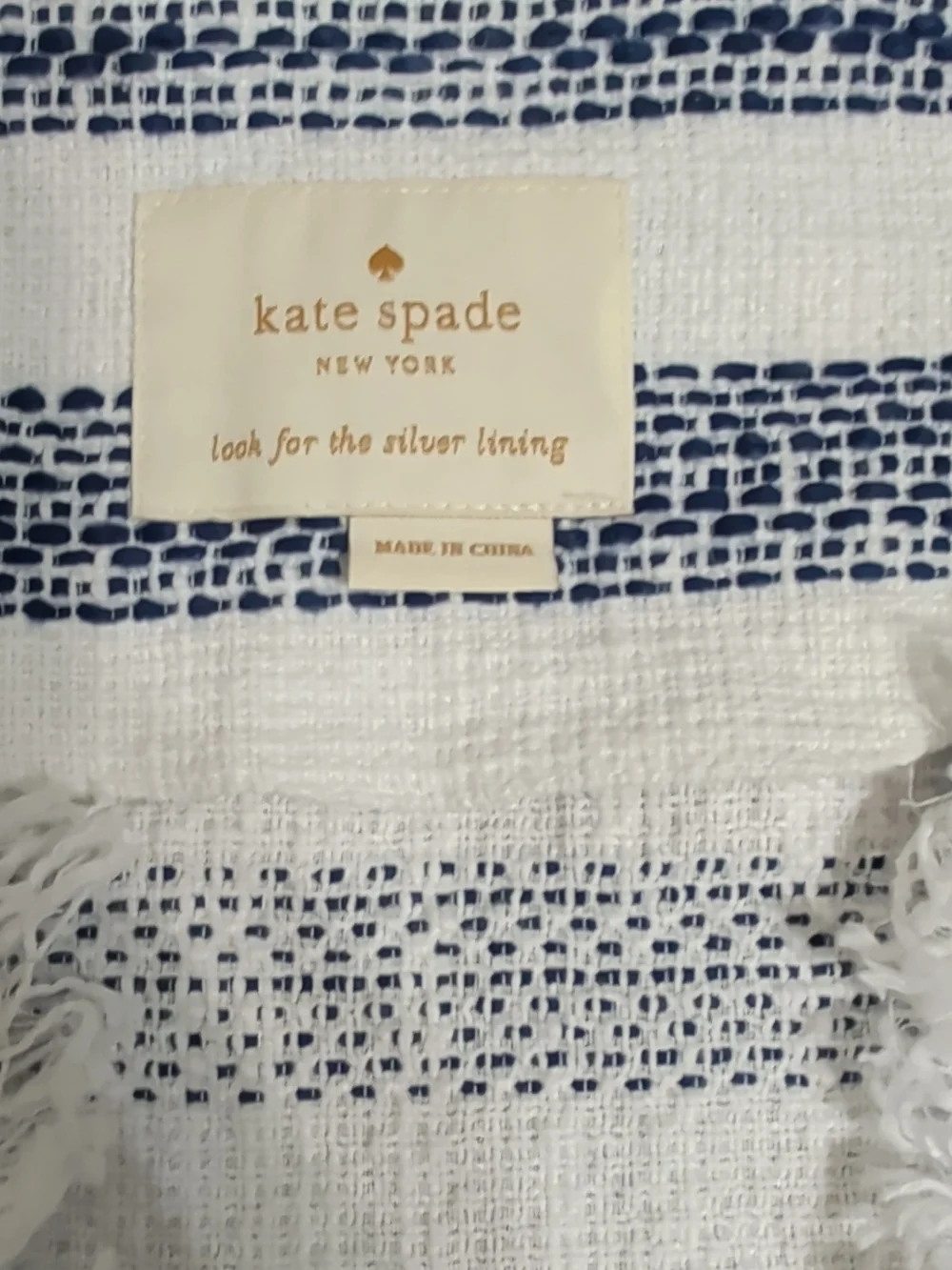 kate spade striped fringe peplum jacket in navy & white NJMU8916